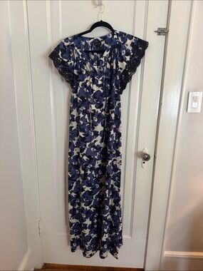 Who What Wear Blue and White Floral Maxi Dress NWT
